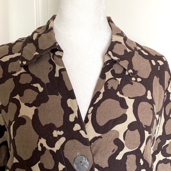 East 5th linen button down blouse. Pebble print, collared Mature brand Size PL - Picture 3 of 10